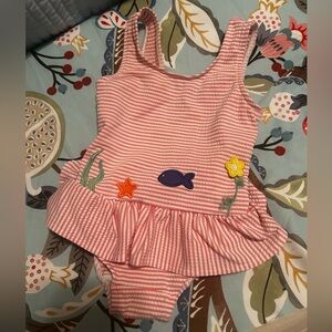 Florence Eiseman Pink Striped Kids Swim One Piece